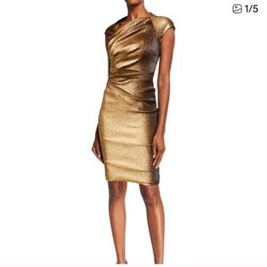 Like New Theia Ruched Metallic Dress size 14